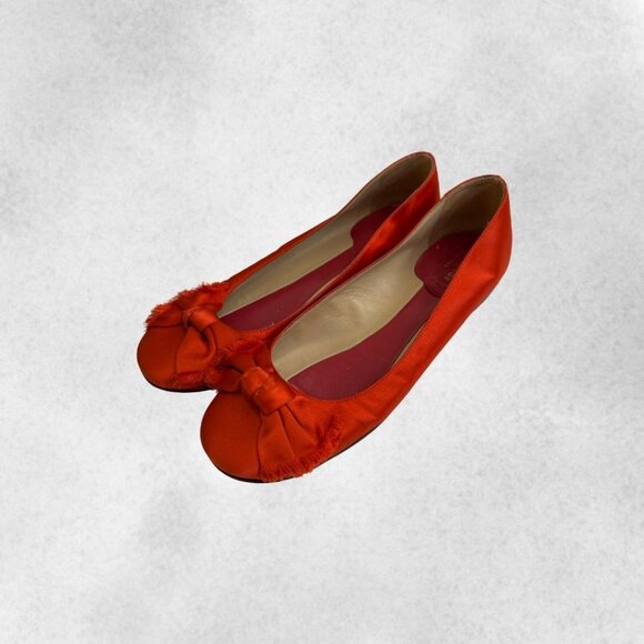 Orange Kate Spade Ballerinas with Bow - Picture 3 of 7